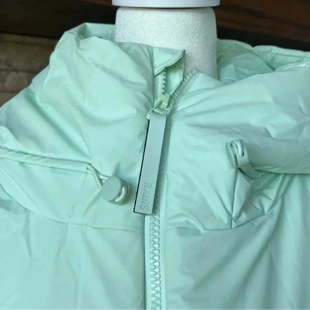 NWT Rains Loop Vest Waterproof, Windproof Hood Mineral Green Large Full Zip